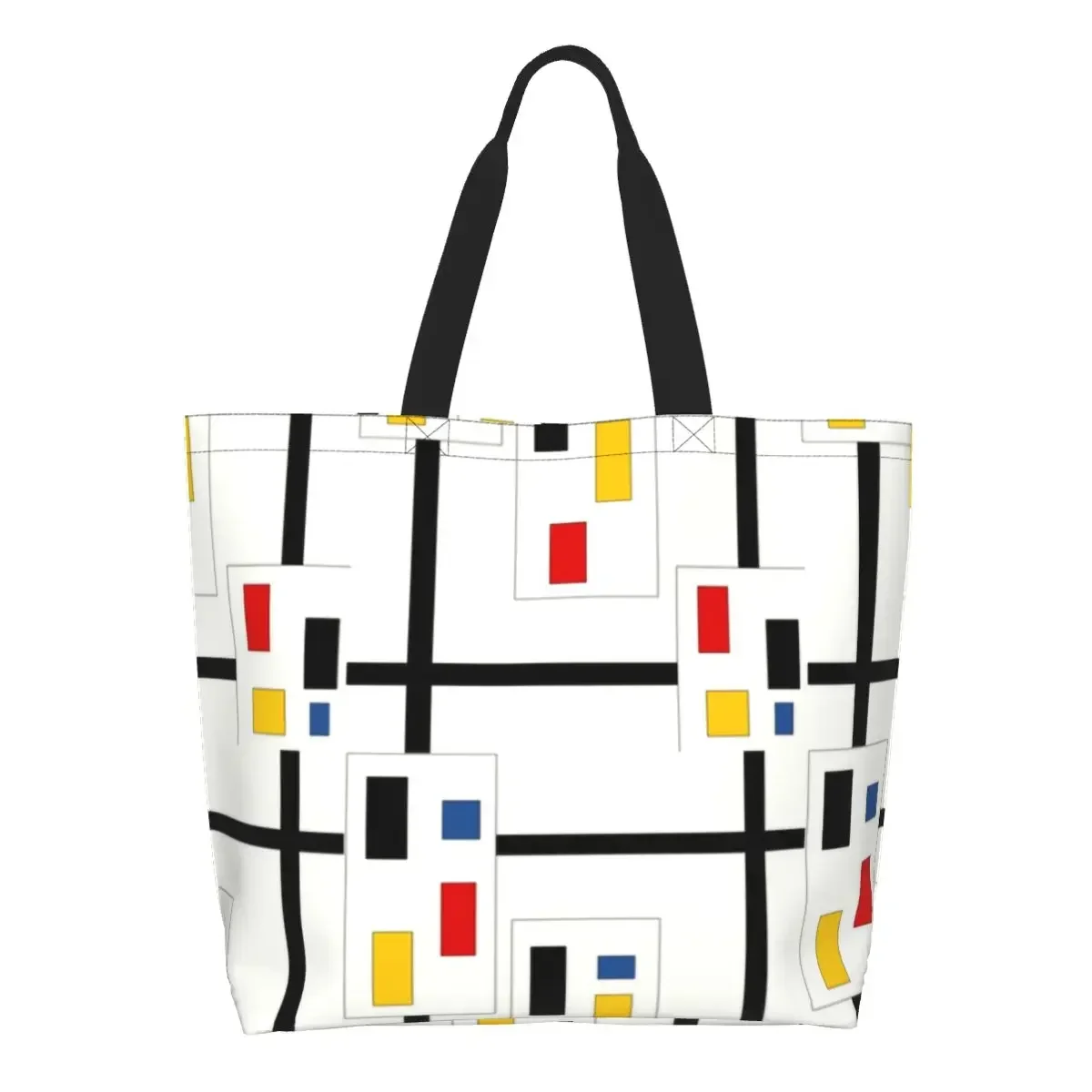 Piet Mondrian Real Estate Grocery Tote Shopping Bags Women Cute De Stijl Canvas Shopper Shoulder Bags Big Capacity Handbags