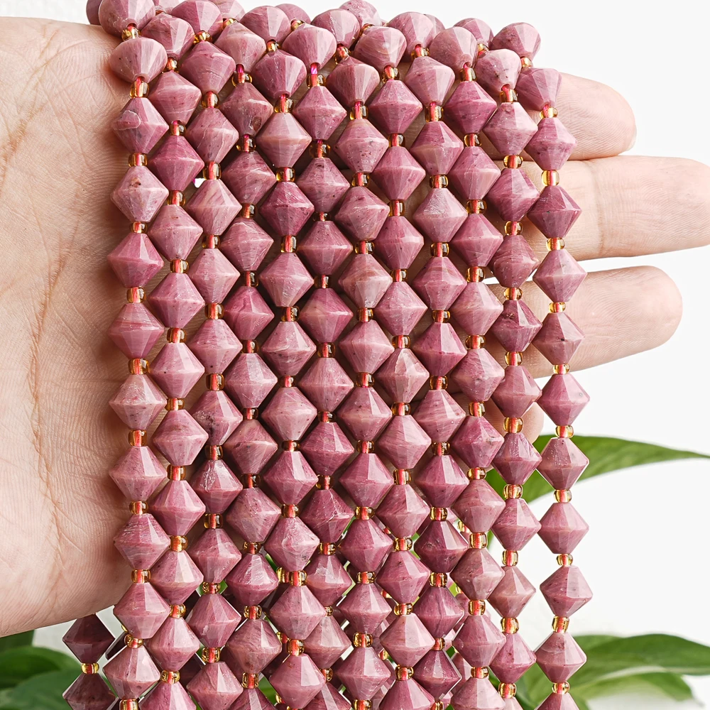 8MM Rhodonite Nugget Beads Red Natural Gemstone Beads Faceted Loose Beaded For Jewelry Making DIY Bracelet Perles 15''