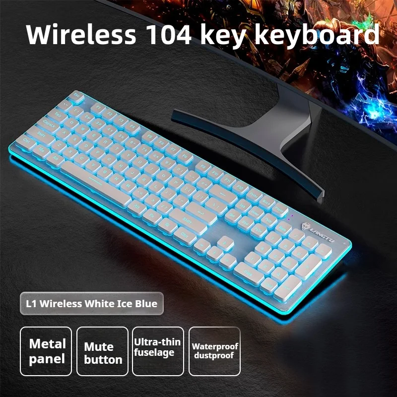 

LANGTU L1 Gaming Keyboard,rgb Backlit Office Keyboard, 104 Keys Metal Panel Quiet Wireless Keyboard For Laptop Pc-white/black