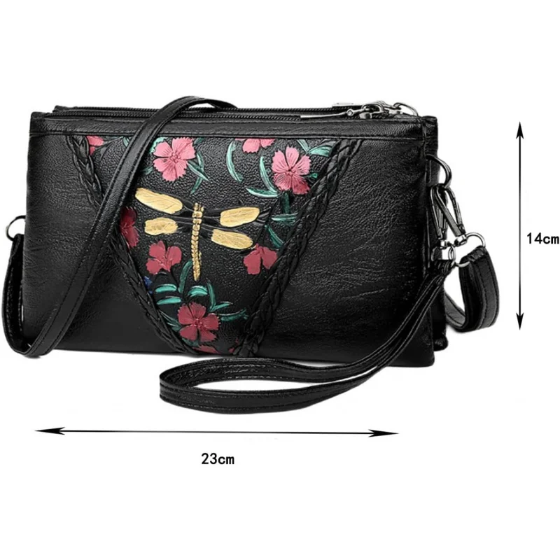 Bolso de mano de cuero estampado de moda negro de PU para mujer, bolsos casuales para mujer, bolso de mensajero