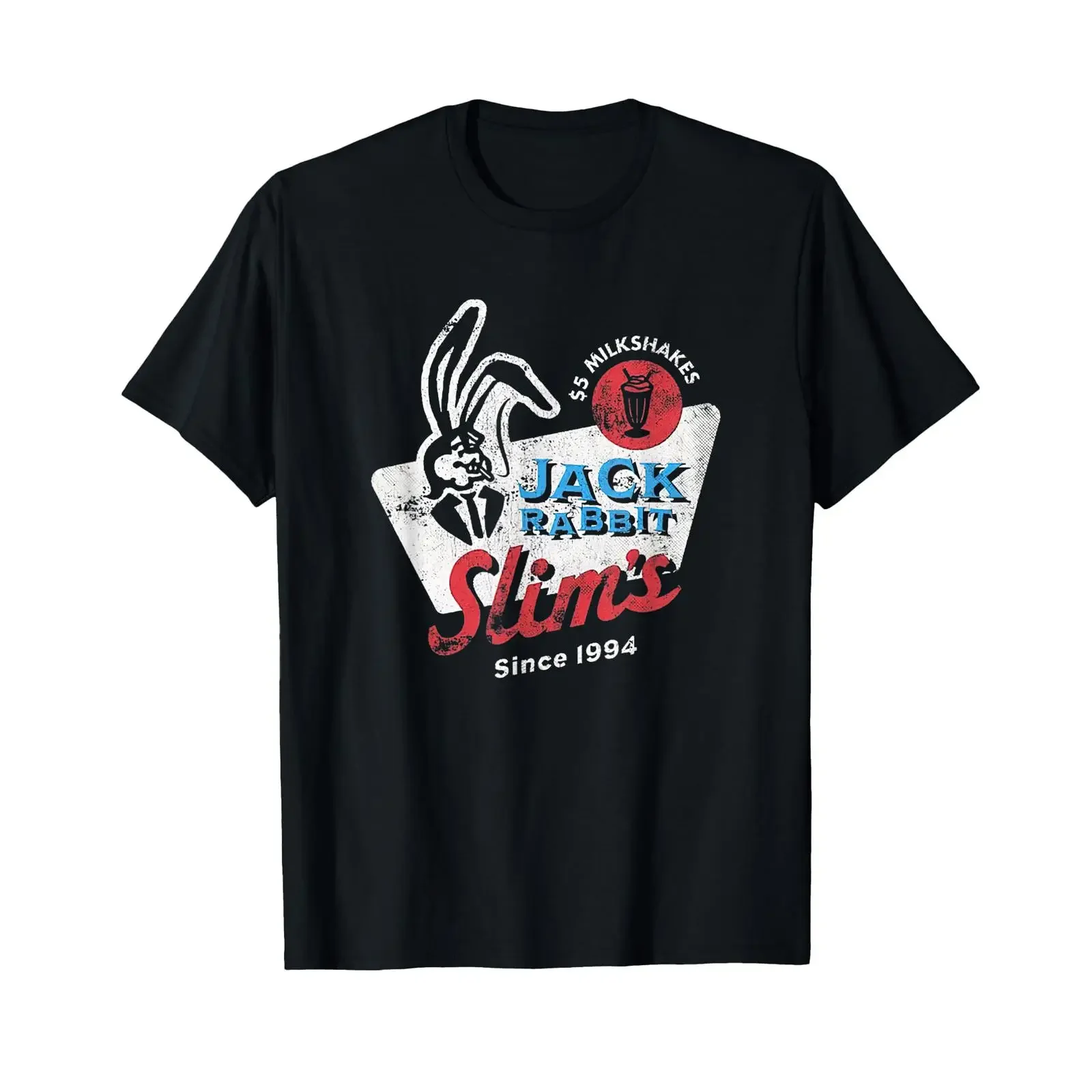 Rabbit Jack Slim's Pulp Milkshake Restaurant Retro Vintage T Shirt vintage Washed Unisex Versatile Comfortable homme Slightly