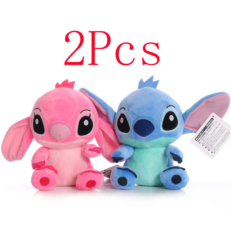 Disney quente dos desenhos animados azul rosa ponto de pelúcia brinquedos de pelúcia presentes de natal para crianças 20cm ponto pelúcia modelos dos desenhos animados