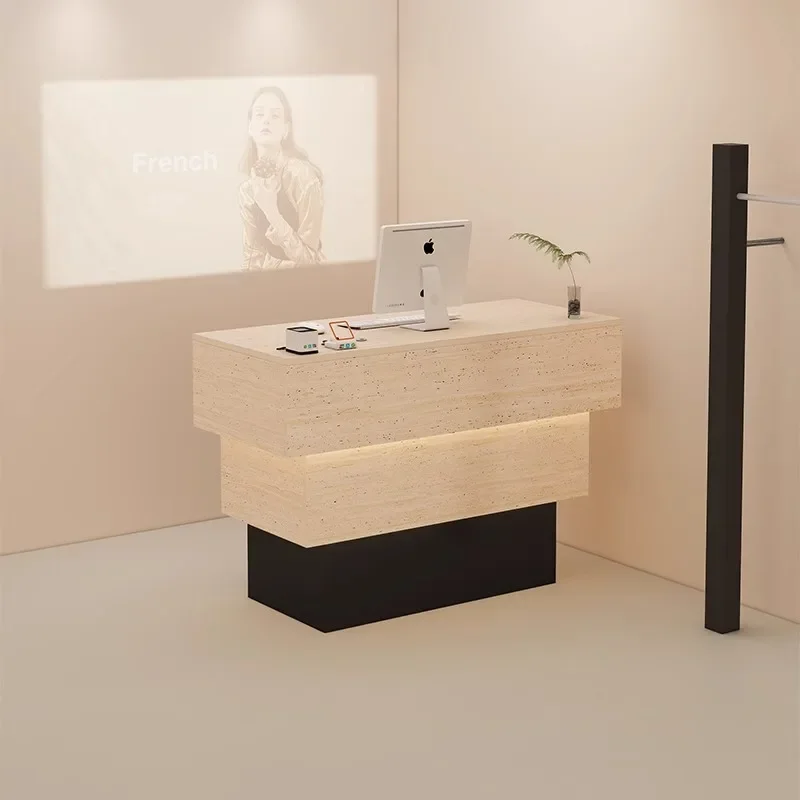 

-for Cream Wind Women'S Clothing Shop Reception Desk Hotel Simple Modern Wooden Reception Desk
