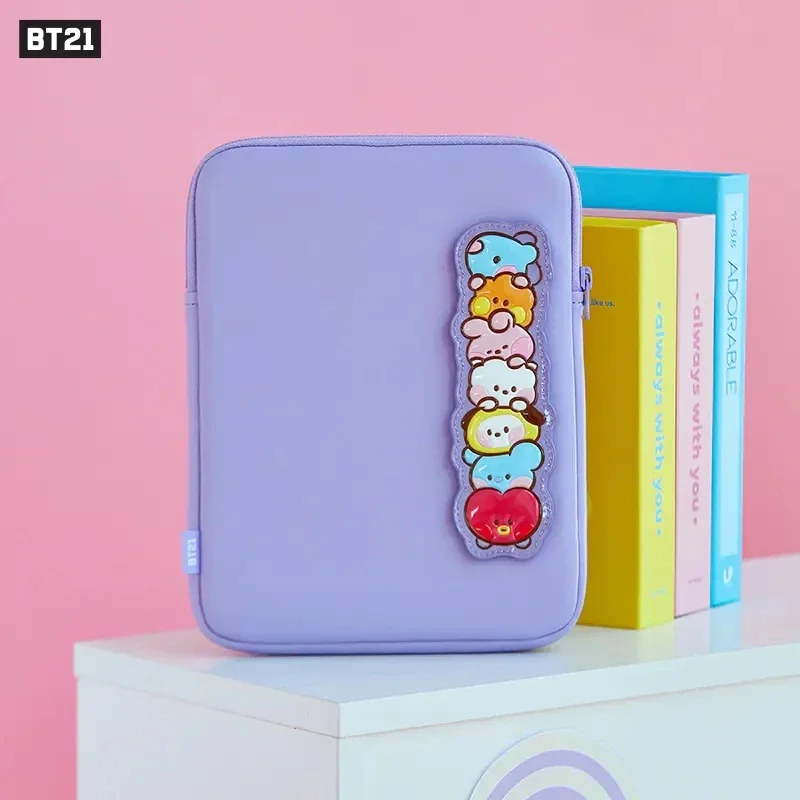 Line Friends Original Fashion Bt21 Minini Series Computer Bag Kawaii Anime Rj Koya Mang Pu Leather Tablet Notebook Storage Case