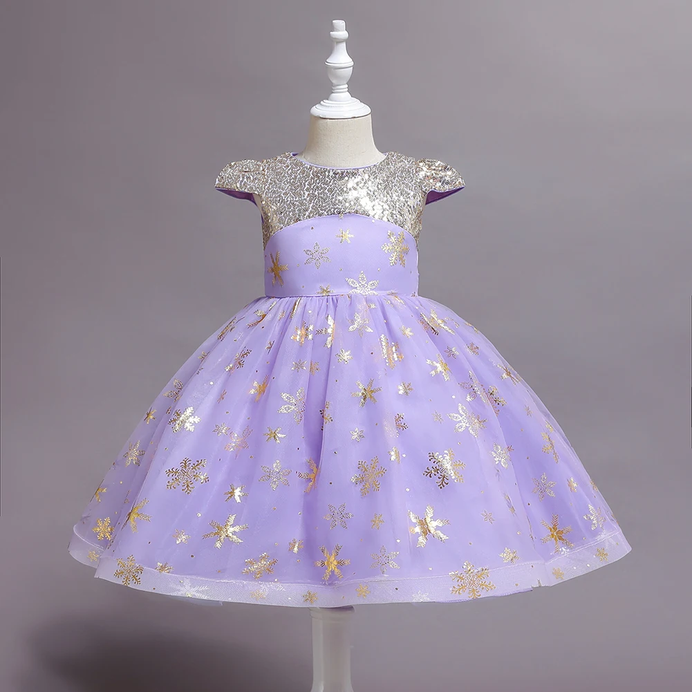 Children Dresses Girl 3 Colors 100cm-150cm Halloween Day Cosplay Sequined Star Princess Skirt Baby Ball Gown Performance Vestido