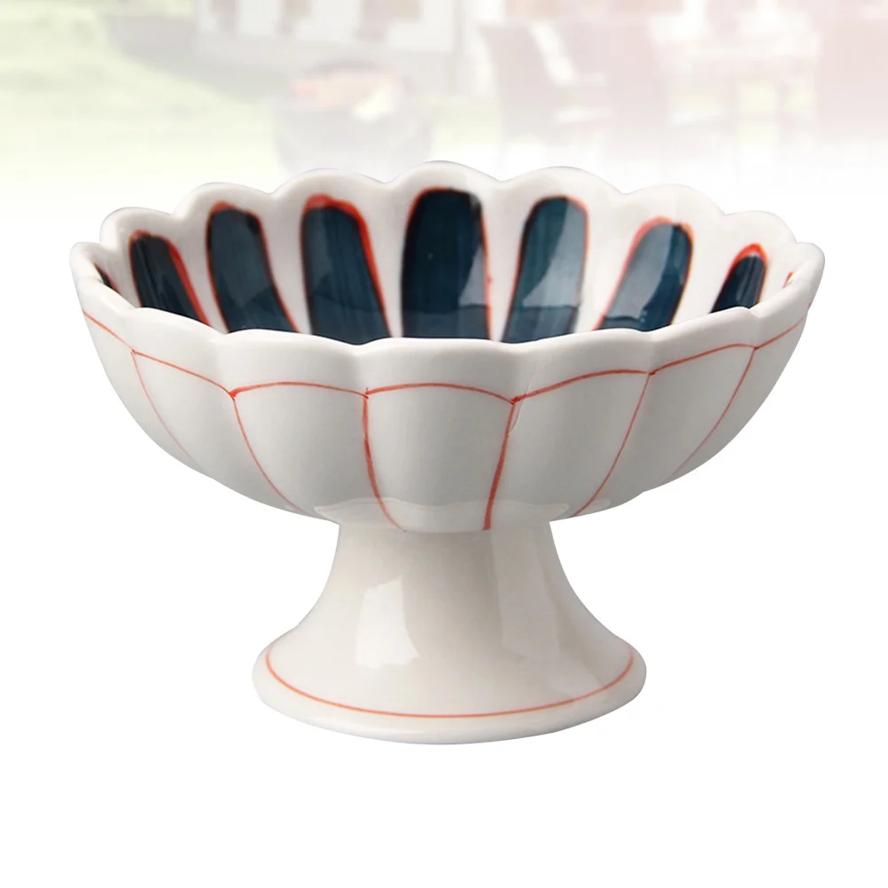 

Premium Ceramic Chrysanthemum Shaped Bowl with Stand White Salad Cup Elegant Design for Home Dining Family Gatherings Parties