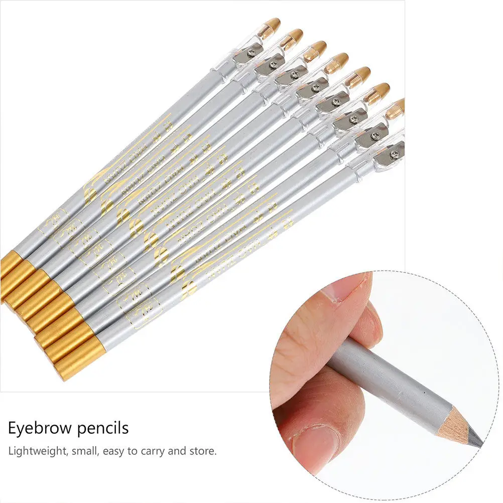 10 Stück wasserfester Augenbrauenstift, 2-in-1-Eyeliner-Stift, integrierter Spitzer, langlebiges Make-up-Werkzeug, Eyeliner mit Spitzer