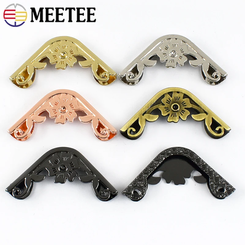 

4/10Pcs Meetee 35x46mm Handbag Decorative Metal Buckles Bag Edge Protector Corner Clasps DIY Purse Buckle Clips Sewing Hardware