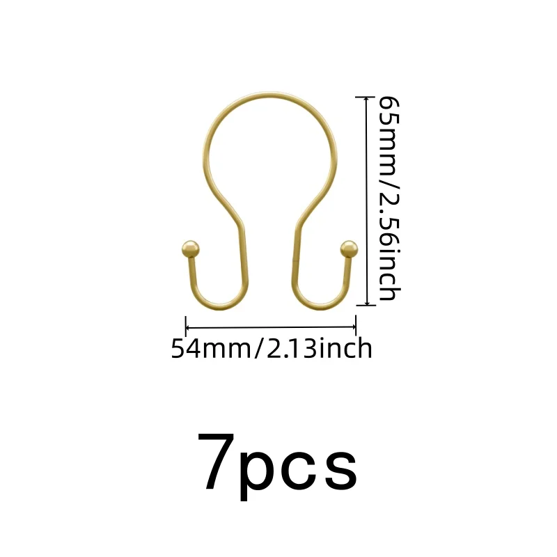 7 pcs Gold Double Ear Shower Curtain Rings, Glides Smoothly on Shower Rods, Easy to Hang Shower Curtains