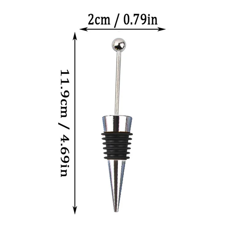 20pcs DIY Beadable Wine Stopper Party Wedding Bar Decor Sealed Fresh-Keeping Beaded Zinc Alloy Champagne Bottle Stopper
