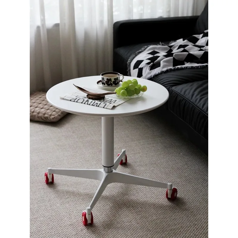 

Rolling Lift Table for Patio, Balcony Small Spaces Height-Adjustable Mobile Coffee Table Modern Acacia Wood Multi-Use Desk