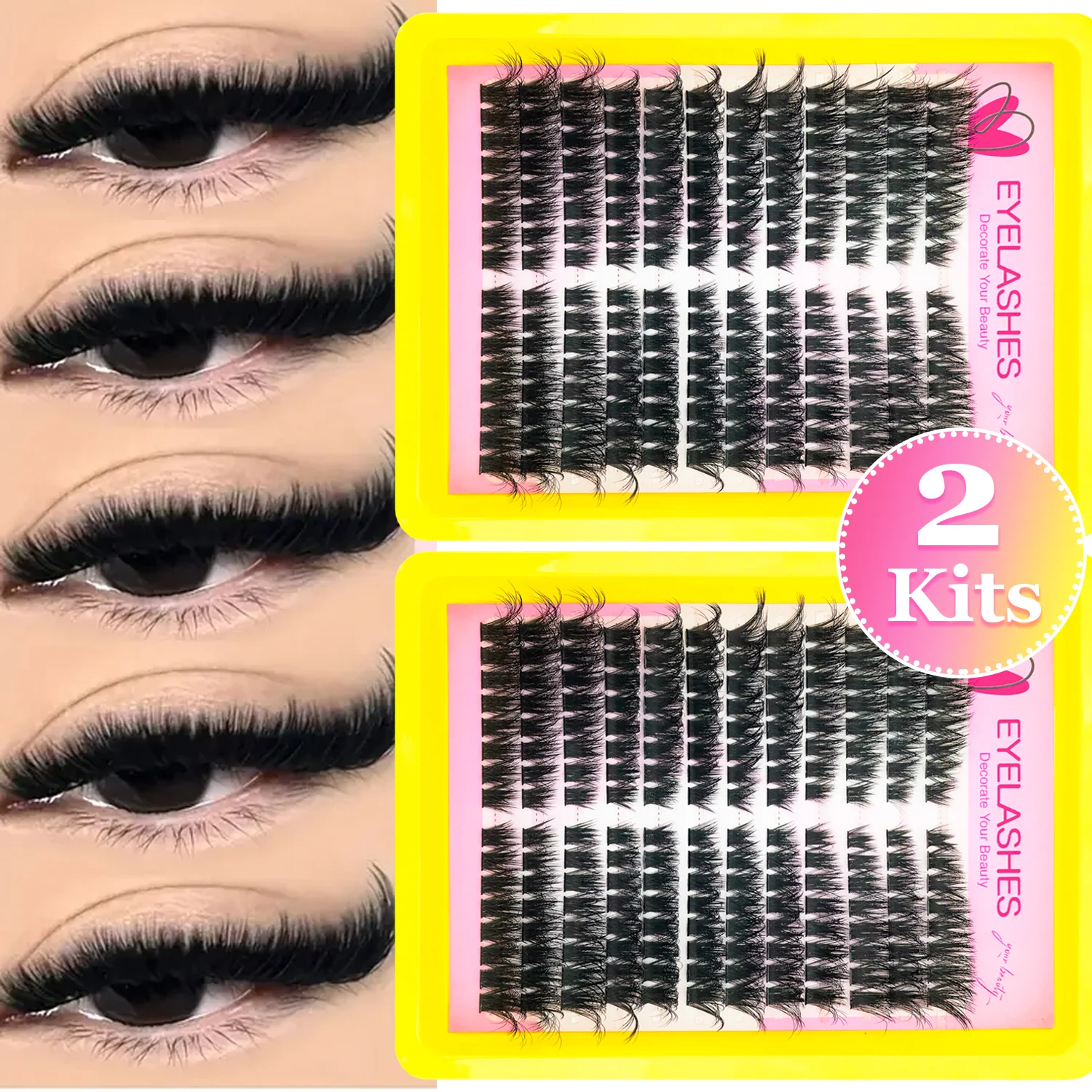 DIY lash Professionele wimperverlenging / 10-16 mm / dikke valse wimpers Mixed0.07 mm / D Curl Cat-Eye voor een pluizig en dramatisch uiterlijk