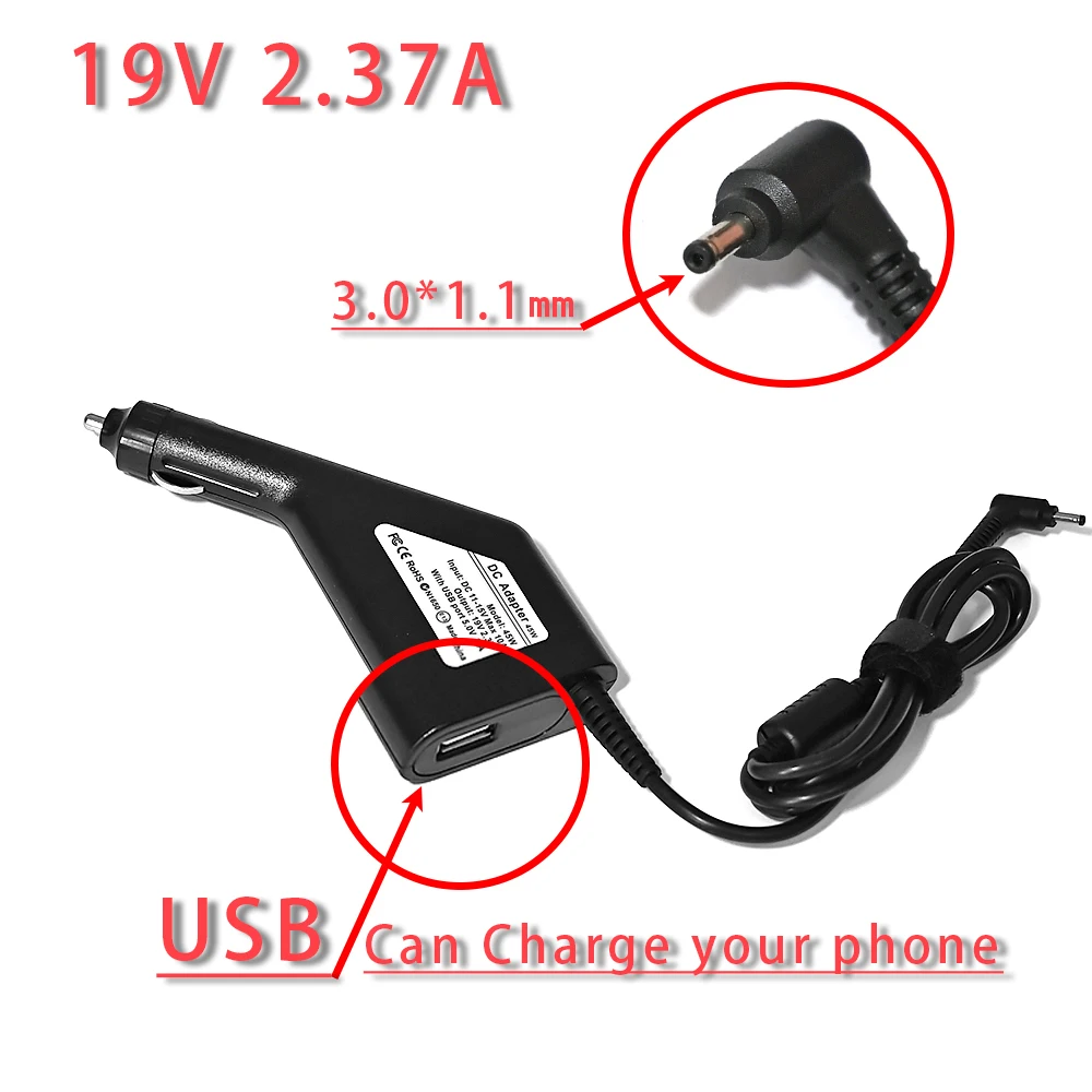 

19V 2.37A Laptop Car DC Adapter Charger For Acer Spin 3 SP315-51,Spin 5 SP513-51 SF514-51,Swift 1 SF114-31,Swift 3 SF314-51