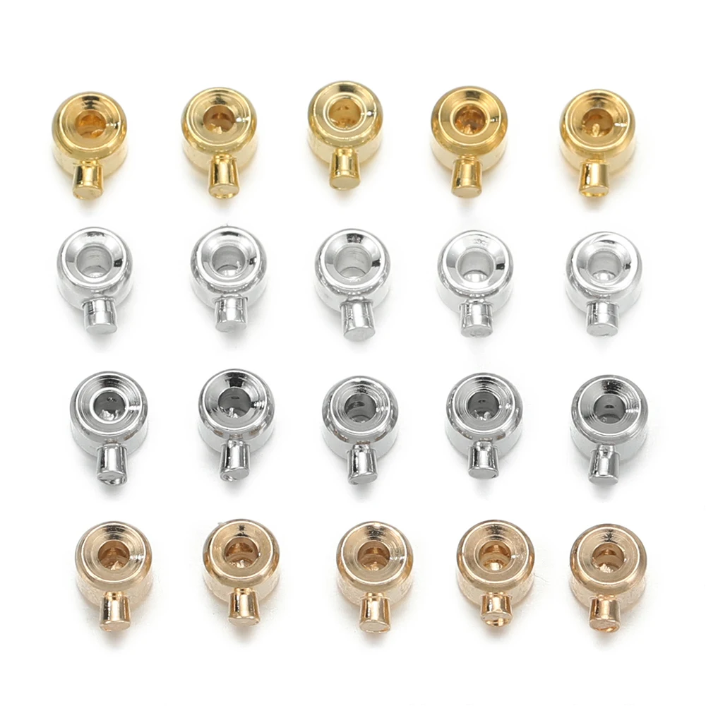 5pcs/Lot Copper Crimp Beads Spacer Bead Stoppers Cord End Caps Charms for Bracelet Necklace Jewelry Making Accessories Crafts