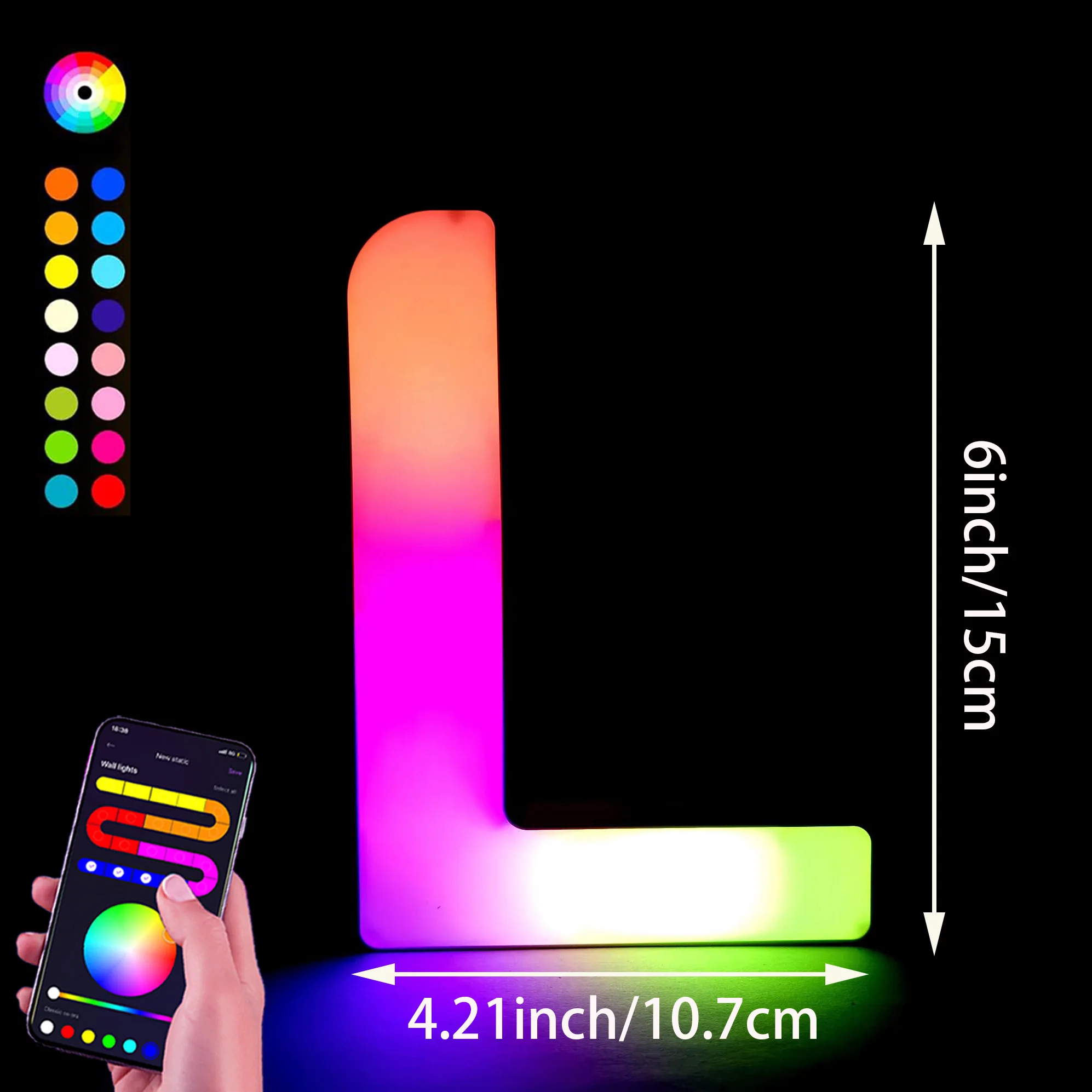 1PC Smart LED Letter Light - DIY RGB Marquee App Controle Muziek Sync Indoor Sign Game Holiday Party Bruiloft Afstuderen Seizoen A-Z