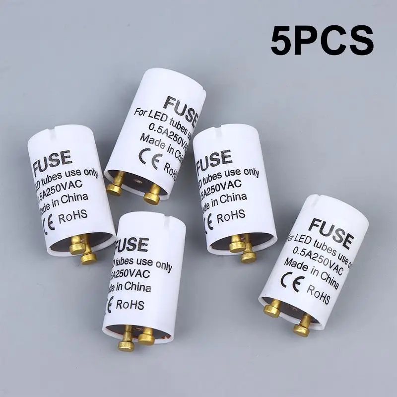 *5Pcs/lot LED Sterter T8 LED 0.5A/250V HRC Type Fuse Starter
