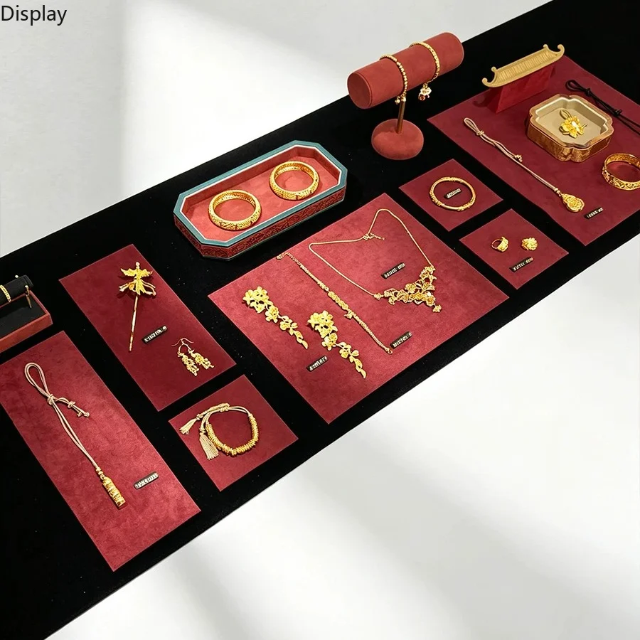 Luxury Jewelry Appraisal & Display Tray, Velvet Storage Plate for Gold Bracelet & Jade Pendant, Counter Organizer