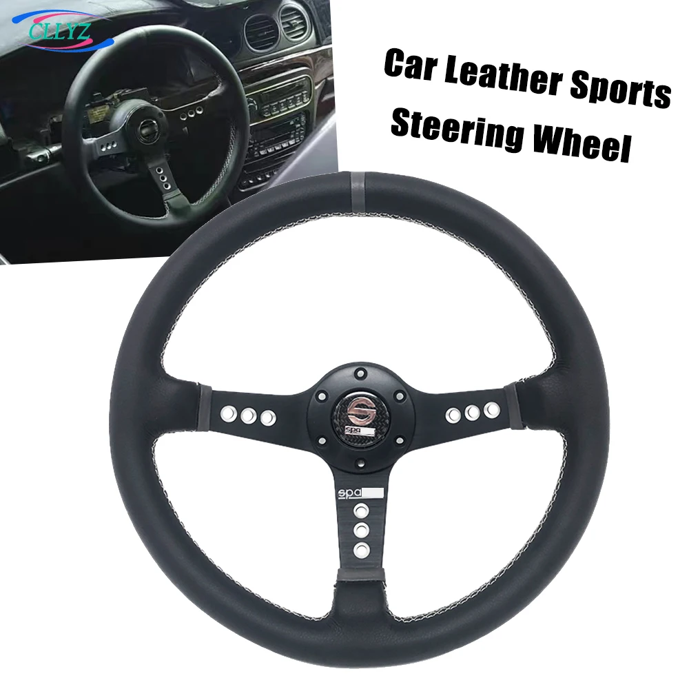 

CLLYZ Spa*** High Quality Leather Sports Gaming Steering Wheel 14 Inch/350MM Sim Racing Drift Universal With Horn Button