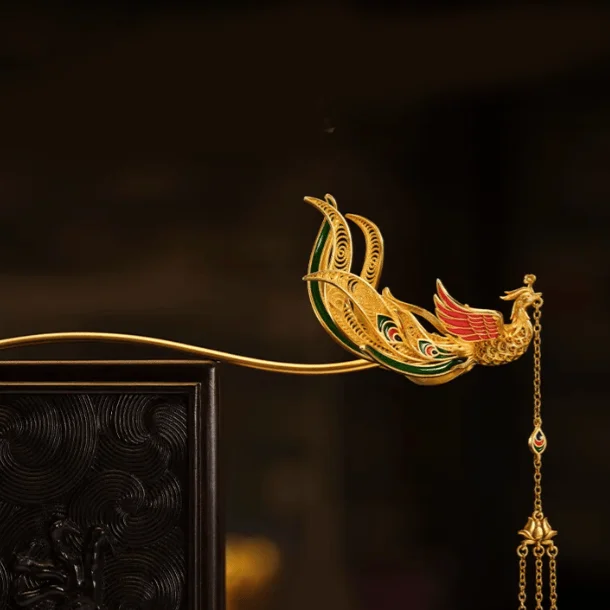 

Феникс Юфей Ретро китайский стиль аксессуары ханьфу Мин-сделай сам Феникс шпилька антикварные украшения на голову шаг кисточкой