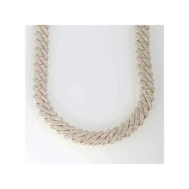 

12mm Miami Cuban Link Chain Vvs Moissanite Diamond Stubbed 925 Sterling Silver White Gold Plated 18-24 Hip Hop Jewellery