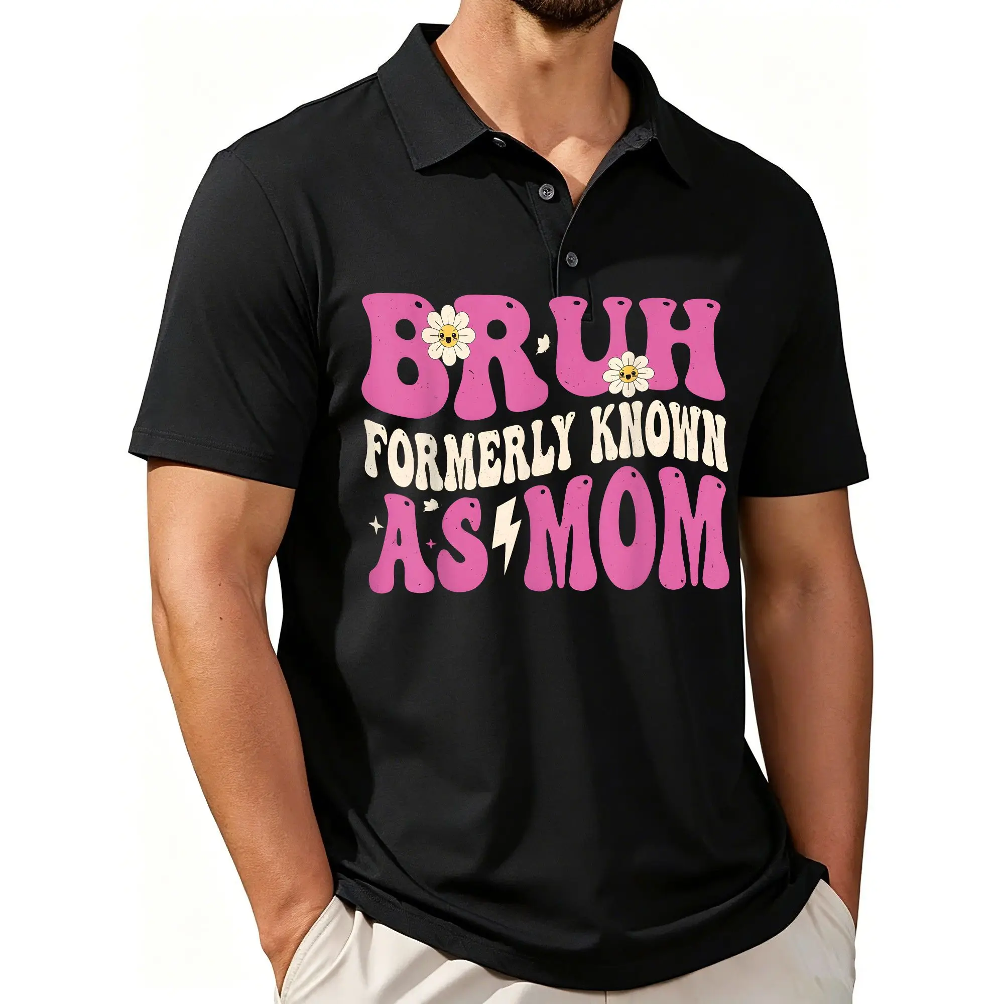 Men's Printed Short-Sleeve Polo Shirt, Mom's New Nickname, Funny Mother's Day Style Number 2, Stylish and Casual Fit, Breathable Fabric, Suitable for All Seasons.