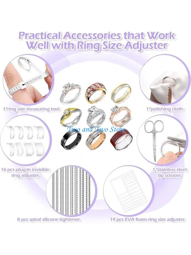 

HX6F Practical Ring Size Adjuster Clear Plastic Tightener Resizer for Loose Bands