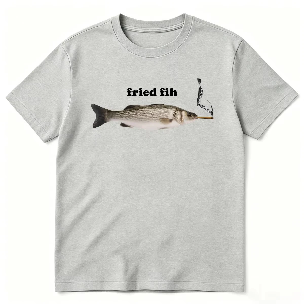 Fried Fih Funny Meme Fish Smoking T-shirts Men's Clothing Fashion Vintage Short Sleeves T-shirt 100% Cotton Oversized T Shirts