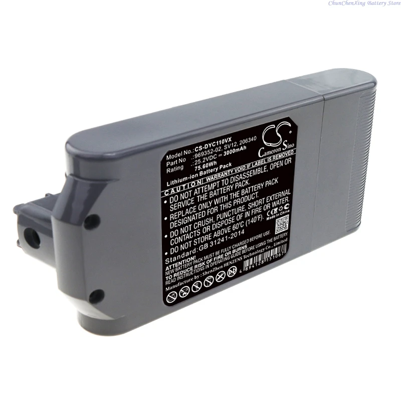 25.2V 2500mAh/3000mAh Vacuum Cleaner Battery 969352-02, SV12, 206340 for Dyson V10, V10 Total Clean, Cyclone ,Absolute, Animal 