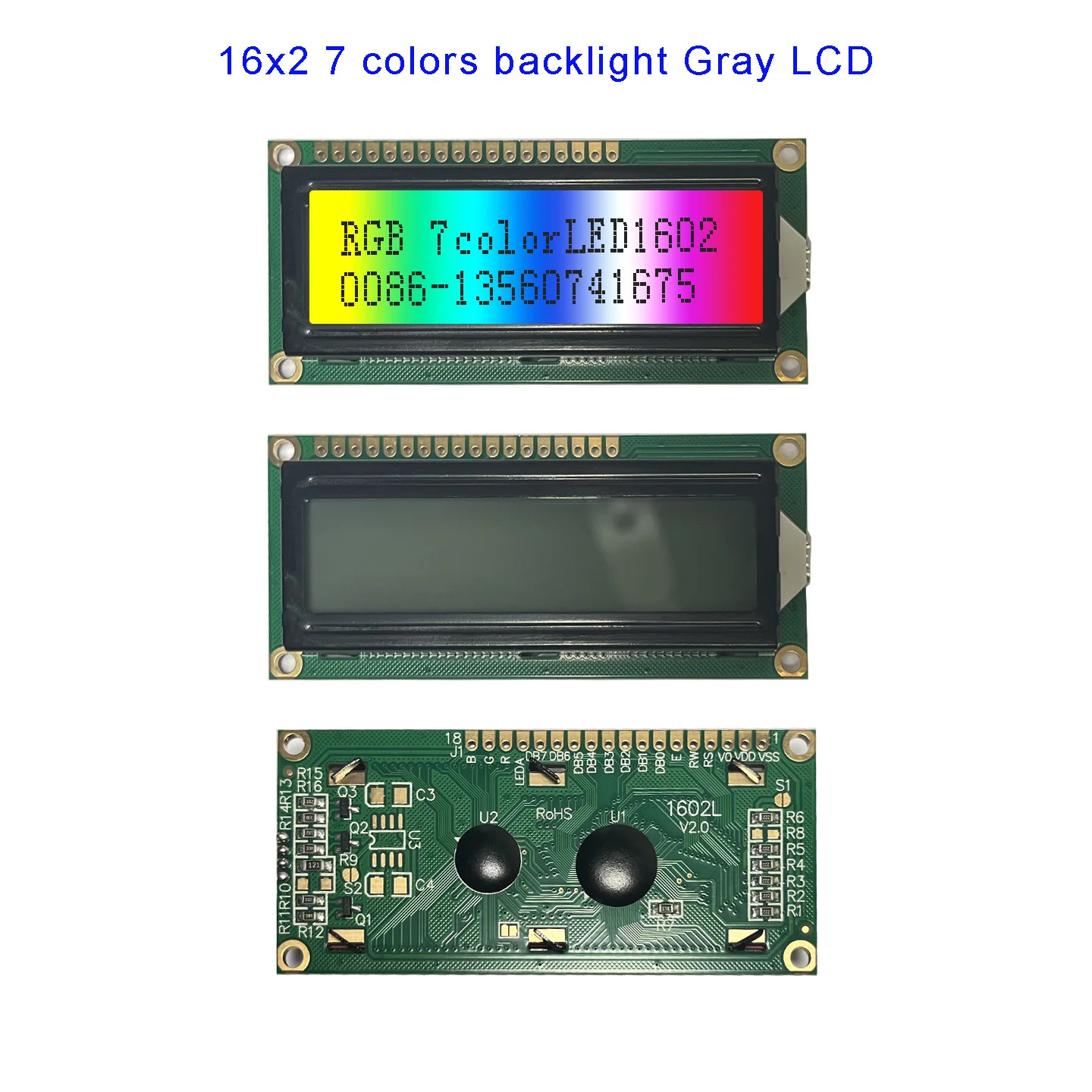 16x2 1602 LCD Display 7 color RGB backlight  LC162E good quality
