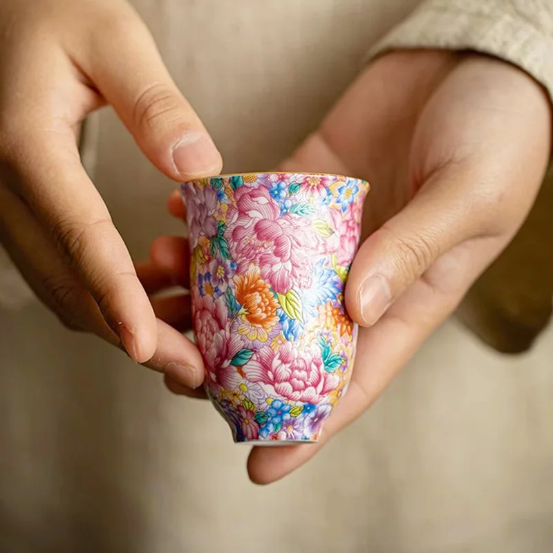 Chinese Style Enamel Ceramic Master Cup Single Cup Women's Tea Set Tea Cup Personal Tea Ceremony Cup