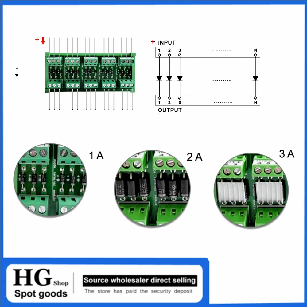 Imagem -03 - Anti-bloco Terminal Reverso do Plc Bloco Terminal do Diodo Anti-tipo Reverso do Guia do Diodo 1a 2a 3a 1000v