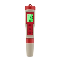 1 Piece 4-In-1 Digital Water Quality Tester PH/TDS/EC/Temperature Meter Red & White For Pools Aquariums Drinking Water