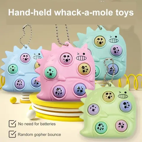 Mini Game Keychain Hamster Memory Game Fidget Toy for Kids Adult Handheld Game Whack-a-mole Stress Relief for Child Adults