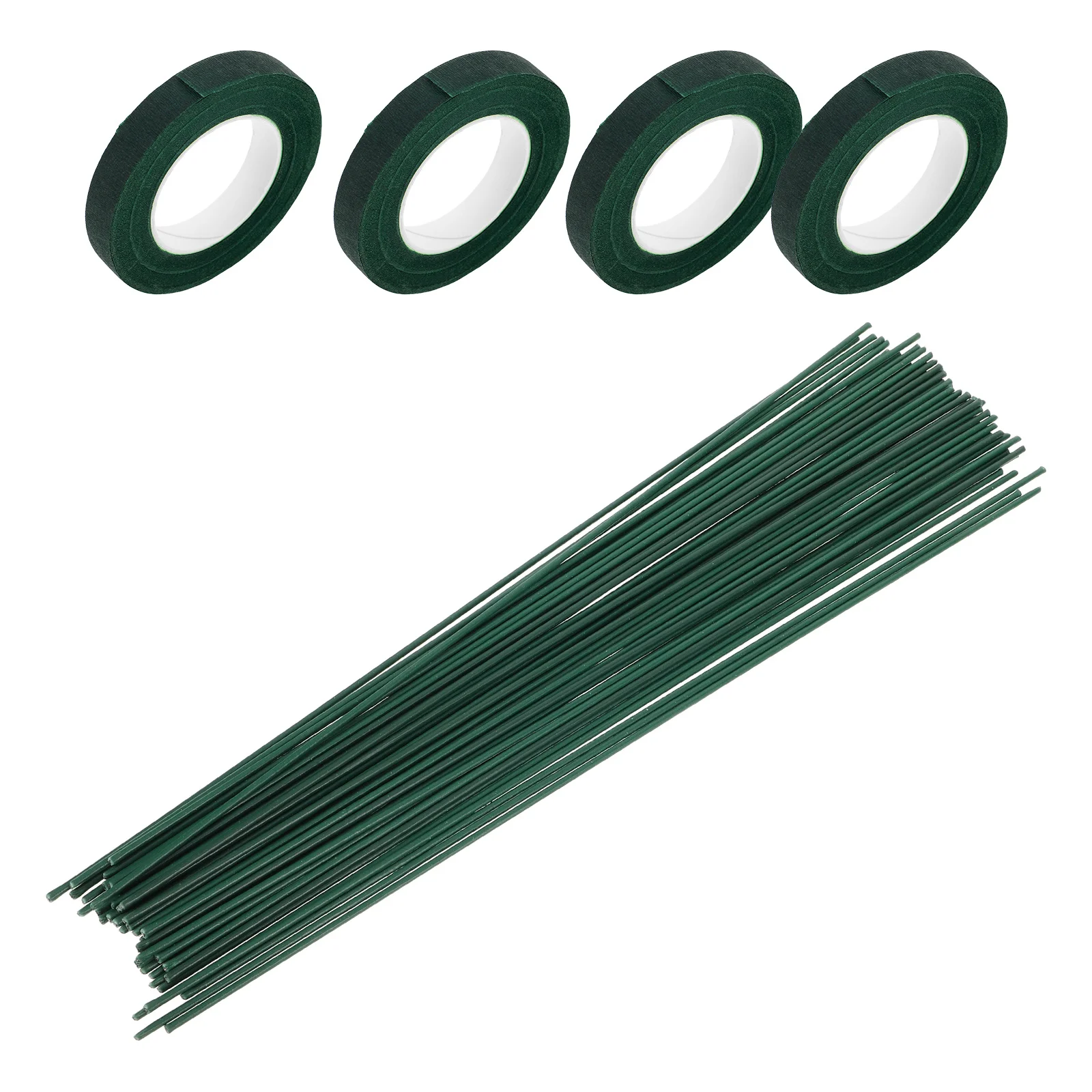 مجموعة واحدة من شريط الزهور الخضراء وسيقان الأسلاك المرنة DIY للزهور الاصطناعية وترتيب الزهور ومستلزمات الحرف اليدوية وشريط بائع الزهور باللون الأخضر #1