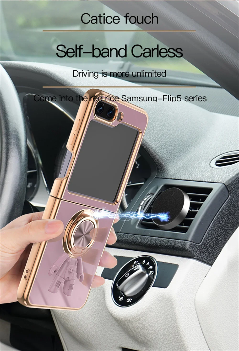 สำหรับ Samsung Galaxy Z พลิก6พลิก5เคสโทรศัพท์ลายการ์ตูนนักบินอวกาศสำหรับ Galaxy Z flip 6 5 4 3กรอบเคลือบสีทึบ