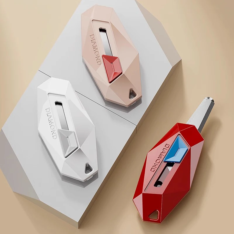 الماس تصميم Unbox سكين السلامة جولة رئيس القاطع المغناطيسي صندوق كرتوني القاطع قابل للسحب انتعاش رسالة فتاحة سكّين متعدّد الاستخدامات