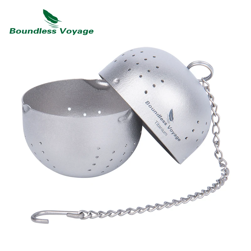 Boundless Voyage Titanium Tea Ball Infuser with Extended Chain Tea Strainer Mug Teapot Loose Tea Spices Home Kitchen Tools