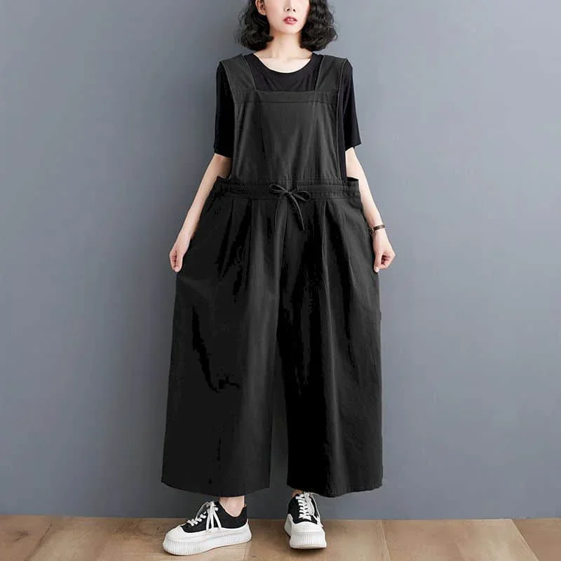 

Jumpsuits for Women Loose Solid Sleeveless Playsuits Safari Style One Piece Outfit Women Casual Overalls Vintage Wide Leg Pants
