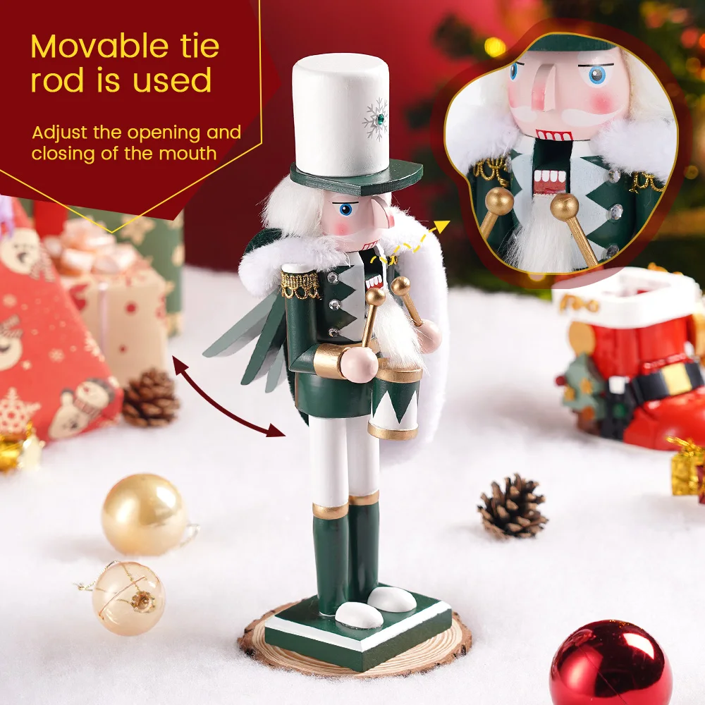 

30CM Nutcracker Puppet Cloak Soldier King European Style Wood Handicrafts Cartoon Statuette Christmas Decoration Ornament Gift