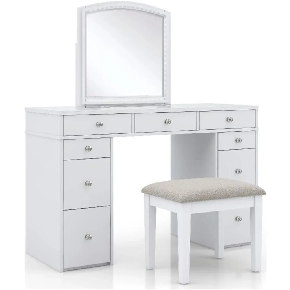 

white 3-piece solid wood vanity set in galveston style