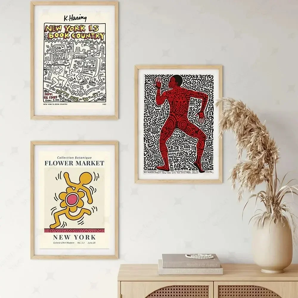 Pintura en lienzo Pop Vintage abstracta, póster de exposición de arte, Mural, impresiones de dedos de corazón, galería, imágenes artísticas de pared, decoración del hogar