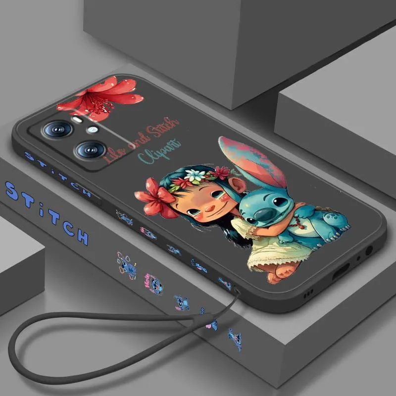 

Disney Stitch Design Cute For OPPO Find X5 A11 A16K A53 A98 A3 A57 A72 A73 A96 A74 A9 A5 5G Liquid Left Rope Phone Case