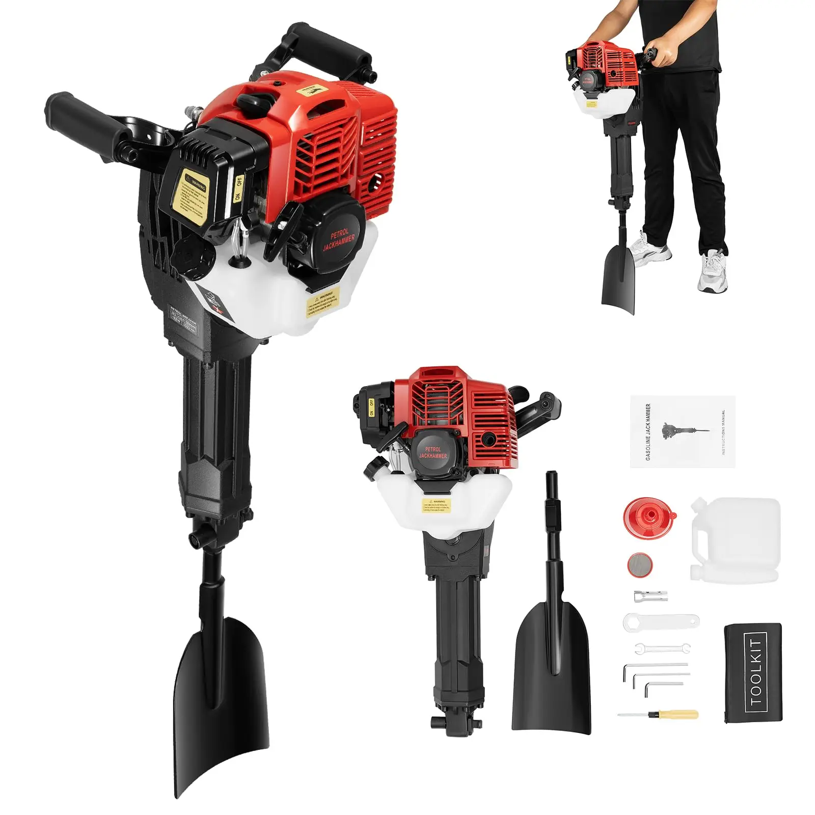 

Portable Garden Tree Digger, 52cc 2-Stroke Air-Cooled Gas Powered Tree Digger, Handheld Tree Transplanting Shovel Equipment