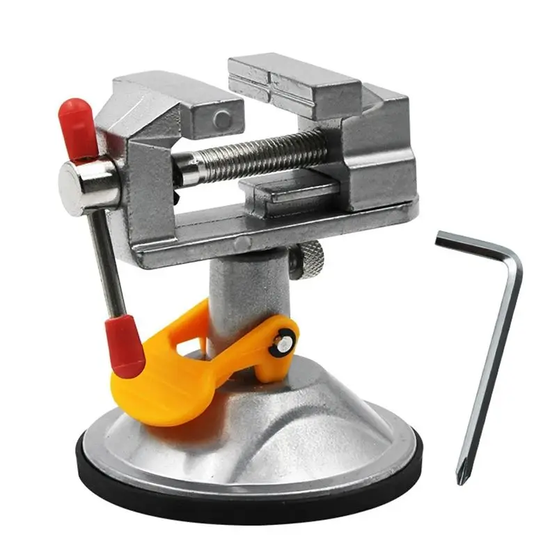 Vacuum Base Vise 0-30mm Jaw Width Pivots Multi-Angle Rotate 360 Degree, Portable Table Vise for Various Smooth Work Surfaces