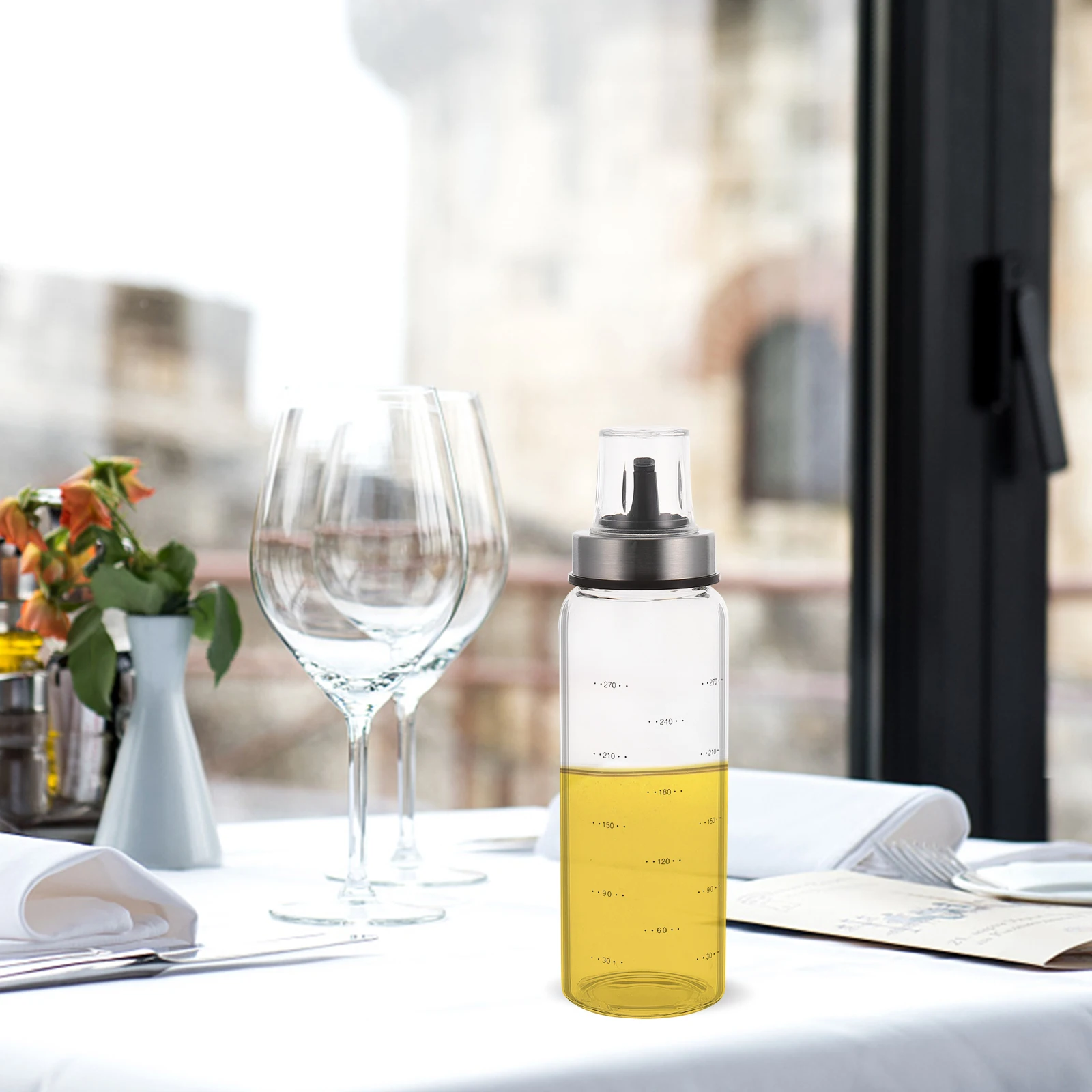 

1Pcs Oil Storage Can Glass Leakproof Oil Bottle with Scale Lid Household Kitchen Storage Container Bottle with Scale