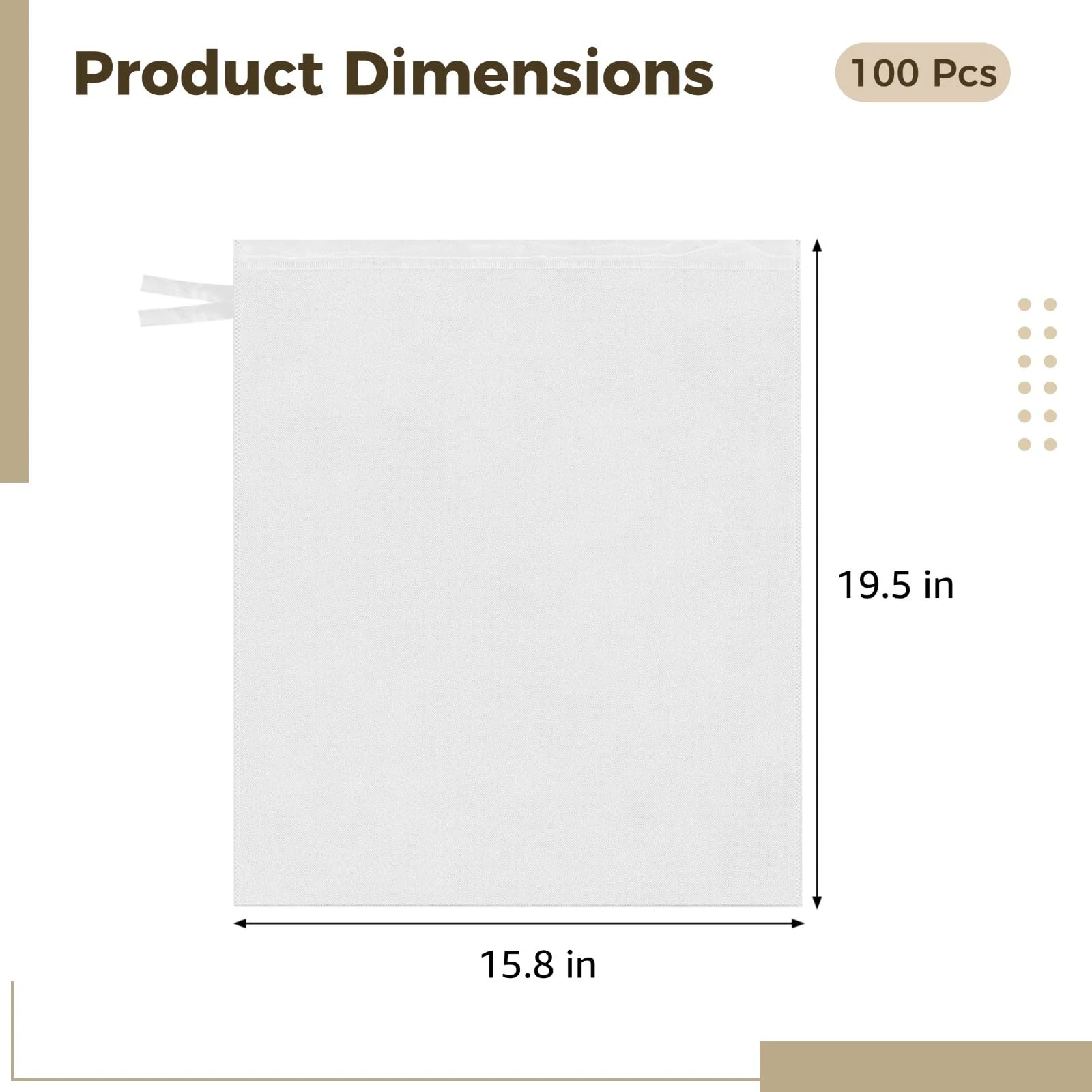 100 Pack Cold Brew Coffee Filters, 5 Gallon Disposable Fine Non-Woven Mesh Bags, Great for Coffee Shops Restaurants High Volume