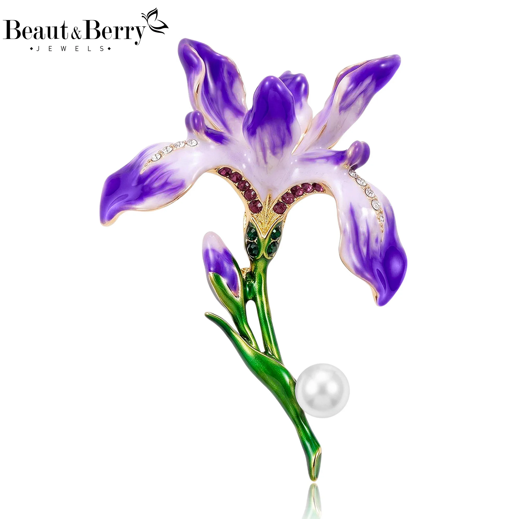 Beaut&Berry Luxury Enamel Shandan Flower Brooches for Women Unisex Plant Pins Casual Party Jewelry Accessories Gifts Decoration