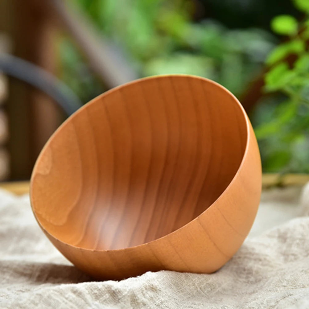 

Wooden Rice Bowl Kitchen Accessories Salad Bowls Soup Natural Style Home Decor Practical Restaurant Unique Design