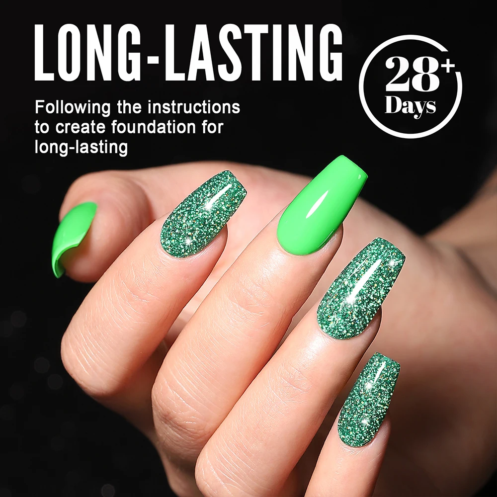 2024 YOKEFELLOW Glitter Gel Polish Olive Green 10ML Nail Polish Sparkly Shiny Gel Nail Art UV LED Lamp Nail Gel for Manicure DIY