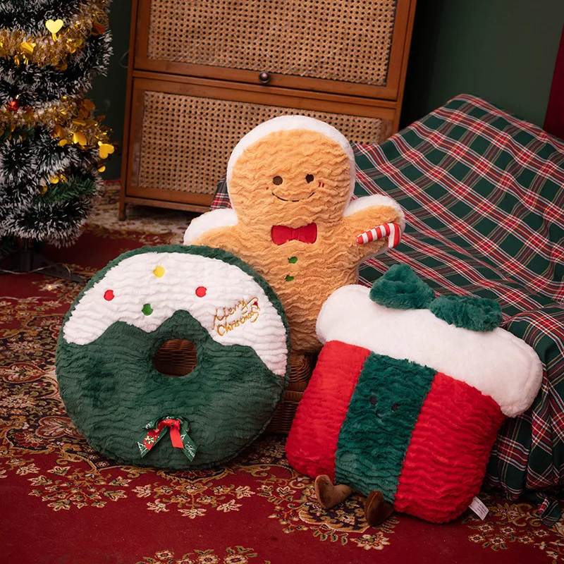 

Christmas Day Decoration Pillow Christmas Ring Doll Gingerbread Man Plush New Year's Gift Christmas Gift Box Wreath